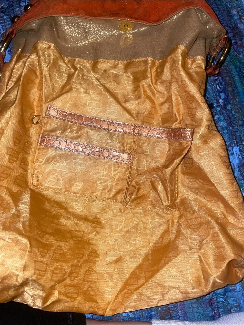 Kathy Van Zeeland Orange Studded Shoulder Bag